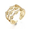 Brass Micro Pave Clear Cubic Zirconia Cuff Rings X-RJEW-S044-084-NF-1