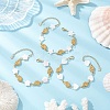 3Pcs 3 Styles Natural Freshwater Shell Beads & 304 Stainless Steel Connector Charms Link Bracelets for Women BJEW-JB12216-1