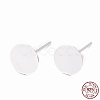 925 Sterling Silver Round Flat Pad Stud Earring Findings STER-T002-201S-6