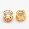 Brass Micro Pave Cubic Zirconia Beads ZIRC-P017-09G-NR-1