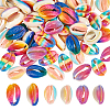 Nbeads 60Pcs 6 Colors Printed Natural Cowrie Shell Beads SSHEL-NB0001-42-1