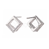 Rhodium Plated 925 Sterling Silver Stud Earring Findings X-STER-F048-28P-3