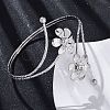 Flower Alloy Arm Cuff Bangles for Girl Women AJEW-A063-01E-P-2
