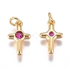 Brass Micro Pave Cubic Zirconia Tiny Cross Charms ZIRC-G168-54G-3