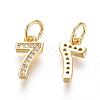 Brass Micro Pave Clear Cubic Zirconia Charms ZIRC-L092-07-G-2
