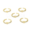 Clear Cubic Zirconia Initial Letter Open Cuff Ring RJEW-H120-09G-Y-4