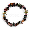 Unisex Chip Natural Multicolor Tourmaline Beaded Stretch Bracelets BJEW-S143-56-2