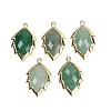 Natural Green Strawberry Quartz Faceted Leaf Pendants G-I375-04G-15-1