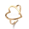 Hollow Out Heart 304 Stainless Steel Open Cuff Ring for Women RJEW-E073-07G-1