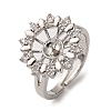 Flower Brass Micro Pave Clear Cubic Zirconia Cuff Ring Settings KK-D378-33P-1