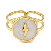 304 Stainless Steel Enamel Open Cuff Rings for Women RJEW-F166-41G-01-2