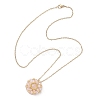 Natural Rose Quartz & Glass Seed Beaded Flat Round Pendant 304 Stainless Steel Cable Chain Necklaces NJEW-MZ00129-01-4