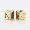 304 Stainless Steel Large Hole Letter European Beads STAS-H428-01G-N-2