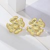 Brass Flower Stud Earrings EJEW-R016-17G-1