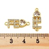 Rack Plating Brass Pave Clear Cubic Zirconia FE Heart Links Connector Charms KK-S379-24G-3