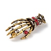 Halloween Theme Rhinestone Skeleton Hand Brooch Pin JEWB-F018-01AG-2