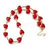 Brass & ABS Imitation Pearl Heart and Round Beaded Necklaces for Women NJEW-D314-11A-G-4