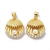 Brass Clear Cubic Zirconia Pendants KK-B047-18G-2