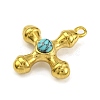 Synthetic Turquoise & 304 Stainless Steel Cross Pendants STAS-H221-01G-03-2