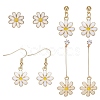 4 Pairs 4 Styles Flower Alloy Enamel Dangle Earrings for Women EJEW-AN0004-52-1