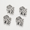 Tibetan Style Alloy Hamsa Hand/Hand of Fatima/Hand of Miriam Beads TIBEB-7722-AS-RS-2