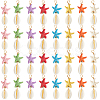 40Pcs Starfish Dyed Synthetic Turquoise & Natural Cowrie Shell Pendants PALLOY-SC0004-41-1