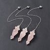Natural Rose Quartz Pointed Dowsing Pendulums AJEW-B020-03P-07-1