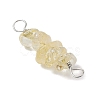 10Pcs 5 Styles Constellation Natural Rose Quartz & Citrine & Golden Sheen Obsidian & South Red Agate & White Moonstone Copper Wire Wrapped Chip Beaded Connector Charms PALLOY-JF02905-10-5