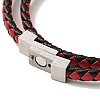 Microfiber Leather Braided Double Loops Wrap Bracelet with 304 Stainless Steel Magnetic Clasp for Men Women BJEW-C021-08-P-5