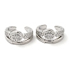 Rack Plating Brass Micro Pave Cubic Zirconia Flat Round Cuff Earrings EJEW-E290-09P-1
