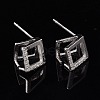 Rhodium Plated 925 Sterling Silver Stud Earring Findings X-STER-F048-28P-5