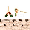 Cubic Zirconia Cherry Stud Earrings with Enamel LS-EJEW-P199-14G-2