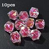 10Pcs Two Tone UV Plating Rainbow Iridescent Acrylic Beads TACR-YW0002-33B-1