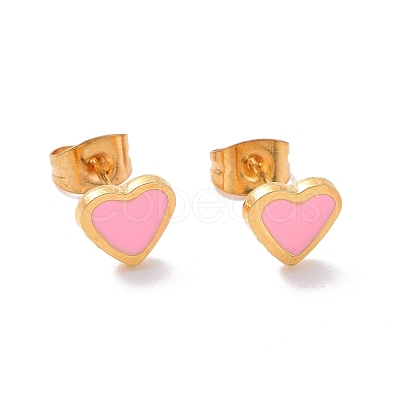 304 Stainless Steel Enamel Stud Earrings EJEW-B009-06G-02-1