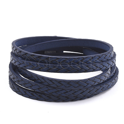 Braided Flat Single Face Imitation Leather Cords LC-T003-01B-1