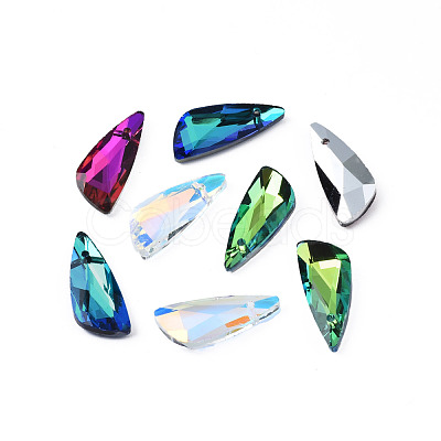 Pointed Back Glass Rhinestone Pendants EGLA-N006-034-1
