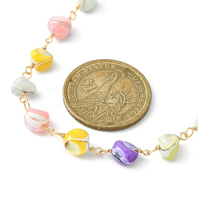 Natural Shell Nugget Beaded Chain Necklaces NJEW-JN04358-1