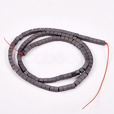 Electroplate Non-magnetic Synthetic Hematite Beads Strands G-J170B-3x3mm-03-1