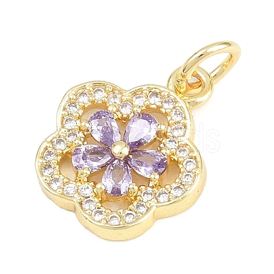 Brass Micro Pave Cubic Zirconia Pendants KK-F938-28G-05-1