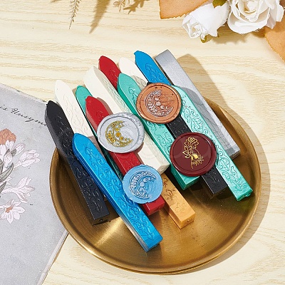 Brass Wax Seal Stamp with Wood Handle AJEW-WH0412-0281-1