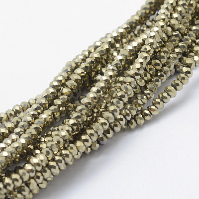 Electroplate Glass Beads Strands X-EGLA-J144-FP-A04-1