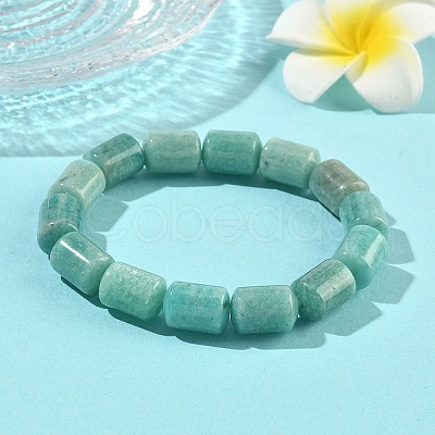 Column Natural Amazonite Beads Stretch Bracelets for Women Men BJEW-A148-01A-17-1