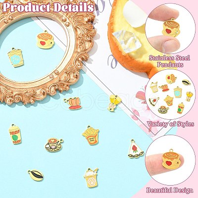 10Pcs 10 Styles 304 Stainless Steel Charms STAS-CJ0003-35-1