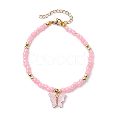 Butterfly Alloy Acrylic Charm Bracelets BJEW-JB10487-02-1