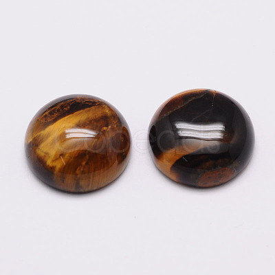 Half Round/Dome Natural Tiger Eye Cabochons G-K019-16mm-07-1