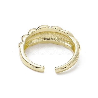 Rack Plating Brass Open Cuff Rings Ribbed Finger Ring RJEW-K257-30G-1