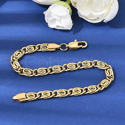 304 Stainless Steel Swirl Link Bracelets for Women BJEW-K240-11G-1