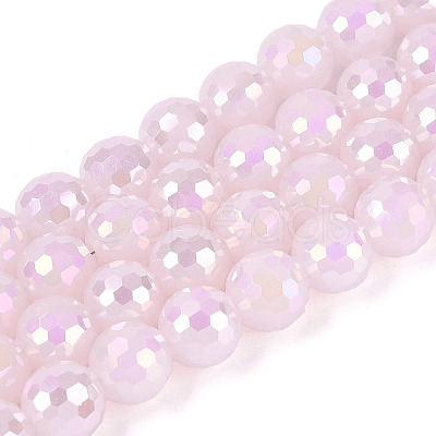 Electroplate Opaque Solid Color Glass Beads Strands GLAA-TAC0009-05A-02-1