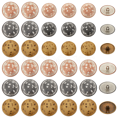 36Pcs 6 Styles 1-Hole Zinc Alloy Shank Buttons BUTT-OC0001-38-1
