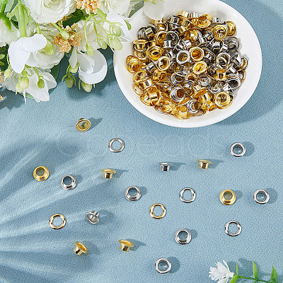 200Pcs 2 Colors Iron Grommet Eyelet Findings IFIN-GF0001-59C-1